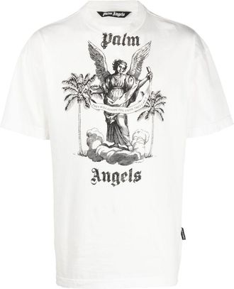Palm Angels University logo-print T-shirt - men - Cotton - L - White