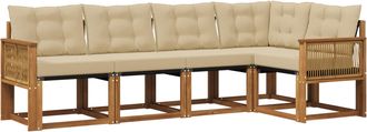 vidaXL Conjunto De Sof&aacute;s De Exterior 5 Uds. Natural Y Beige Vidaxl