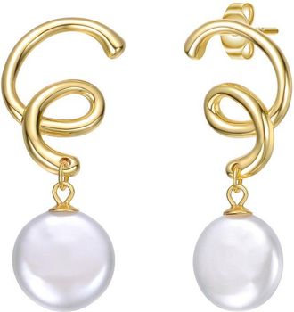 Genevive 14K Over Silver Pearl Drop Earrings