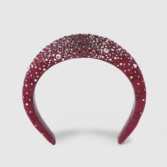 Gucci GG Canvas Headband With Crystals, Bordeaux, Fabric