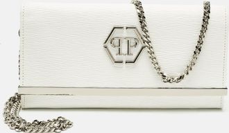 3.1 Phillip Lim White Leather Logo Plaque Wallet On Chain