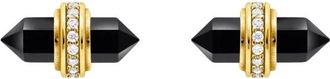 Thomas Sabo Verguld oorknopjes met hexagonale onyx - Dames - Oorbellen - Zwart - ONE Size - Accessoires