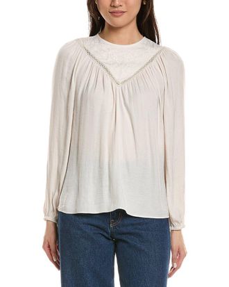 Alberta Ferretti Philosophy Embroidered Crochet-Trim Blouse