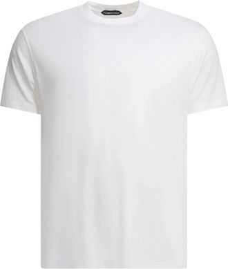 Tom Ford Lyocell Katoen T-Shirt met Ronde Hals - Heren - T-shirts - Wit - L - Katoen - Tops