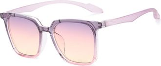 Generic UV400 Fashion Square Large Frame Men And Womens Sunglasses Outdoor Commuting Vacation Photo Shoot(Purple)