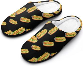 Generic Hot Dog with Mustard And Lettuce Cotton Slippers for Women Indoor Outdoor Slipper Slip-On Memory Foam Home Shoes