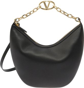 Valentino Garavani Black VLogo Detail Shoulder Bag