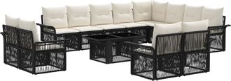 vidaXL Conjunto De Sof&aacute;s De Jard&iacute;n 13 Uds. Negro Y Blanco Crema Vidaxl