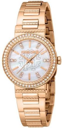 Roberto Cavalli Crystal Bracelet Watch, 30mm in Rose Gold at Nordstrom Rack