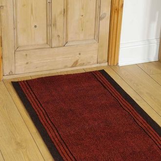 Runrug Hallway Carpet Runner Rug - Hardwearing & Durable, 7mm - Inca in Red | Size: 66 cm x 420 cm