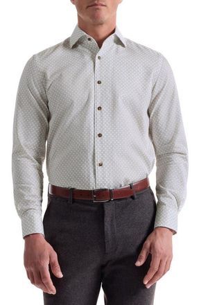 Bugatchi Alvin Shaped Fit Geo Print Button-Up Shirt in Chalk at Nordstrom, Size Xx-Large