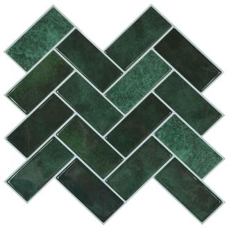 vidaXL Azulejo En Espiga 10 Pcs Verde Oscuro 30 X 30 Cm Vidaxl