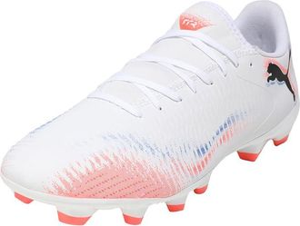 Puma Unisex Future 8 Play Fg/Ag Soccer Shoe, Puma White Puma Black Glowing Red, 7.5 UK