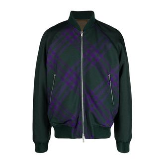 Burberry Omkeerbare Bomberjas - Heren - Bomber jackets - Groen - L - Polyester - Jassen