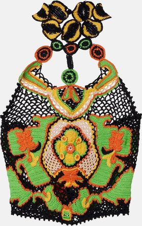 Etro Floral crochet cotton crop top