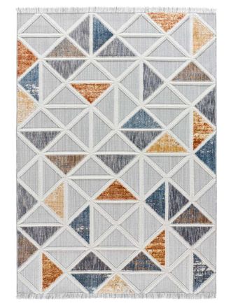 Atticgo Alfombra geom&eacute;trica gris/multicolor 136x200 cm