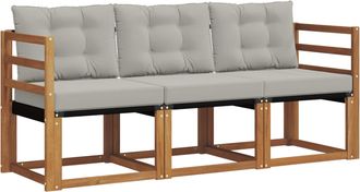 vidaXL Conjunto De Sof&aacute;s De Exterior 3 Uds. Gris Natural Y Claro Vidaxl