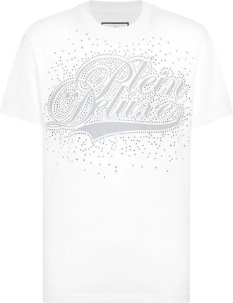 Philipp Plein Tops, Heren, Wit, XL, Katoen, Round Neck T-Shirt Deluxe Stones