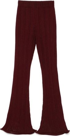 S&eacute;fr Bordeauxrode Wijde Pijp Elastische Taille Broek - Dames - Wijde Broeken - Rood - S - Broeken