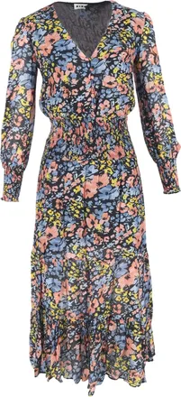 Rixo Maya Shirred Maxi Dress in Floral Print Cotton