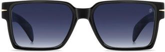 David Beckham DB 7162/S 56mm Rectangular Sunglasses in Black/blue Sf at Nordstrom