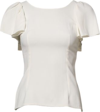 Dolce & Gabbana White Round Neck Short Sleeves Blouse Womens Top (Pre-Owned)