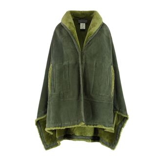 Alberta Ferretti Ponchos, female, Green, XS, Soft Sheepskin Cloak