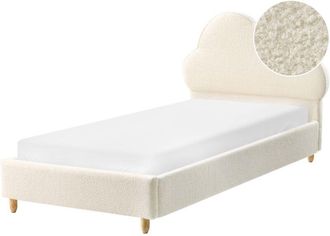 Beliani Beliani - Cama Con Somier Moderna Tapizado De Boucl&eacute; Infantil Somier De L&aacute;minas Blanco Crema 90 X 200 Cm Bellevue