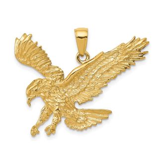 Diamond2Deal 14k Yellow Gold Textured Eagle Landing Pendant