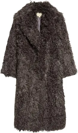 L'agence Lizbeth Faux Fur Longline Jacket in Grey Olive at Nordstrom, Size 14
