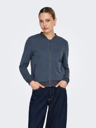 Only Sweatjacke ONLY ONLJOYCE L/S BOMBER SWT NOOS, Damen, Gr. XXL, ombre blau, Sweatware;Steppware, Obermaterial: 100% Polyester, Rautenmuster, unifarben, 