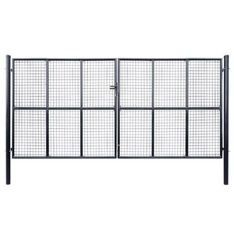 Berkfield Home Mesh Garden Gate Galvanised Steel 400x200 cm Grey