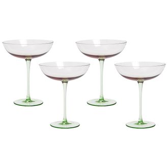 Beliani Beliani - Conjunto De 4 Copas Pompadour De Champ&aacute;n C&oacute;ctel Sopladas A Mano Rosa Y Verde 25 Cl Diopside