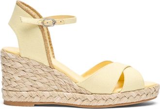 Stuart Weitzman Mirela II Espadrille Wedge - Dames - Sleehakken - Geel - 41 EU - Chiffon - Schoenen