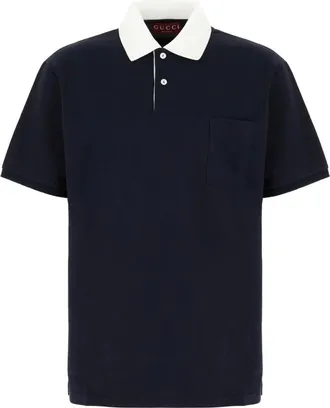 Gucci Polo Shirts, male, Blue, Size: XL Stretch Cotton Piquet Polo Shirt