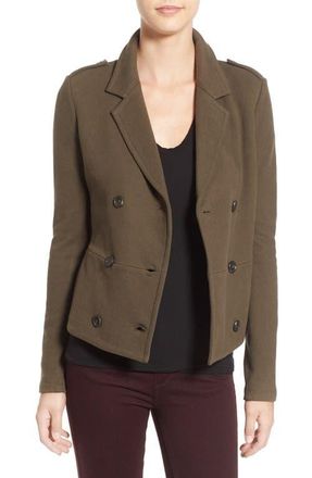 James Perse Double Breasted Blazer in Army Green at Nordstrom, Size 0