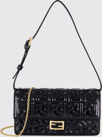 Fendi Borsa Wallet On Chain Baguette in vernice con monogram FF