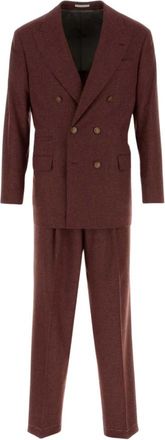 Brunello Cucinelli Kostuums, Heren, Paars, M, Katoen, Double-Breasted Suit