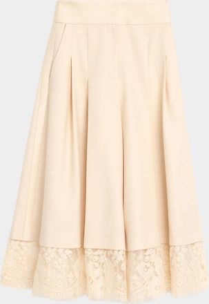 Zimmermann Valiant Lace-Hem Stretch-Wool Skirt