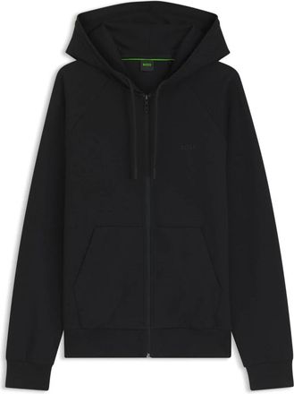 HUGO BOSS Saggy Zip-Through Hoodie - Heren - Vesten met rits - Zwart - 6XL - Katoen - Hoodies & sweatvesten