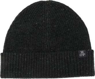 Marc O'Polo logo-patch beanie hat - men - Wool/Viscose/Polyamide - One Size - Grey