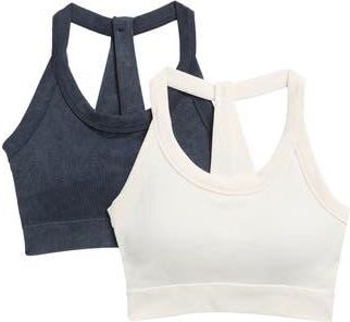 90 Degree by Reflex 2-Pack Stonewashed Seamless Sports Bras in Naval Academy/Sugar Swizzle at Nordstrom Rack, Size X-Large