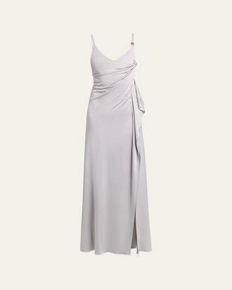Versace Draped Satin Viscose Gown
