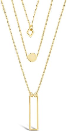 Sterling Forever Geometric Multi Layer Necklace