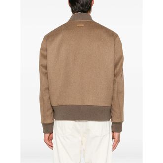 Lardini Felted Virgin Wool Bomber Jacket - Brown