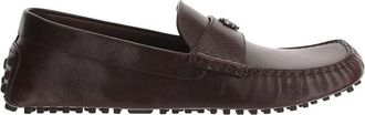 Gucci Brown Leather Logo Loafers