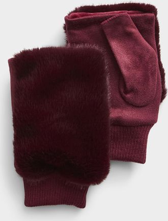 Simons Womens Faux-fur mittens