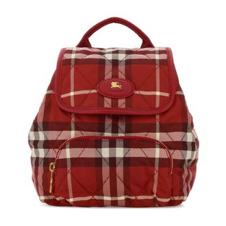 Burberry Backpacks, female, Red, Size: ONE SIZE Embroidered Canvas Backpack