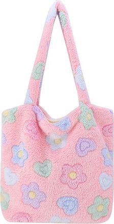 Generic Womens Plush Bags Women Shoulder Handbags Autumn Winter Fluffy Tote Purse Retro Top-handle Bag Soft Plush Portable For Travel Ladies Girl