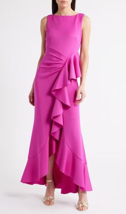Eliza J Ruffle Sleeveless Gown in Berry at Nordstrom, Size 12